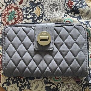 Vera Bradley Gray Quilted Wallet with Gold Hardware